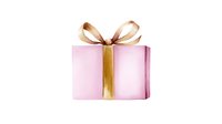 Pink gift box with elegant golden ribbon bow on white background, isolated festive present for special occasions and holiday celebrations.