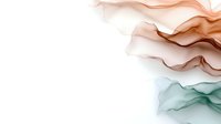 Flowing abstract waves in peach and mint green colors on white background create gentle organic shapes with soft transparent layers and smooth transitions.