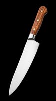 Chef's knife with wooden handle isolated on transparent background, ready for kitchen design, cooking clipart, culinary graphics, t-shirt prints, and print-on-demand products.