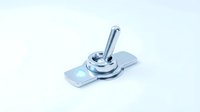Polished chrome toggle switch lever isolated on white background, ready for industrial design, manufacturing documentation, and equipment assembly illustrations.