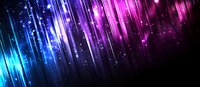 Glowing blue and purple light streaks with sparkles against dark background create dynamic motion effect for abstract technology and space designs.