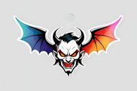 Stylized demon head with colorful gradient bat wings isolated on light background, perfect for gaming logo, esports team emblem or merchandise design.