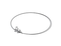 Elegant oval frame with delicate botanical leaf accent on transparent background for wedding invitations, logos, and graphic design projects.
