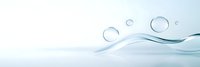 Flowing water waves with transparent bubbles on light blue background, minimalist clean design for spa, wellness and freshness concepts.