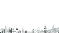 Minimalist botanical line art border with various plants, leaves and flowers on white background for modern design projects and branding materials.