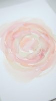 Soft pink watercolor spiral swirl on white paper background for artistic design projects and creative layouts.