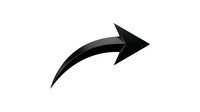 Curved arrow pointing right, isolated on white background, suitable for web design, presentations, and directional graphics.