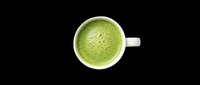 Overhead view of vibrant green matcha tea in white ceramic cup, isolated on transparent background. Ready for beverage, wellness, and lifestyle design projects including print-on-demand and sublimation.