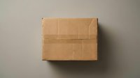 Brown cardboard shipping box with tape seal on neutral background for e-commerce delivery and packaging mockup design projects.