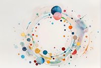 Abstract watercolor circular composition with colorful dots and splashes in blue, orange, and pink tones, perfect for modern design projects and creative backgrounds.