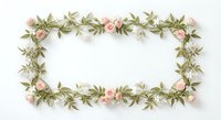 Elegant floral frame border with pink roses and green leaves on white background for wedding invitations, greeting cards and romantic designs.