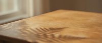 Wooden table surface with natural light casting soft shadows, suitable for product photography, backgrounds, and design mockups.