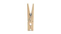 Wooden clothespin with metal spring mechanism isolated on white background, ready for laundry, textile drying, and design projects.