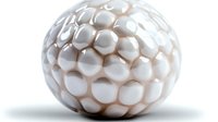 White geometric sphere with repeating hexagonal pattern creates modern minimalist sculptural form on clean background, suitable for abstract design concepts.