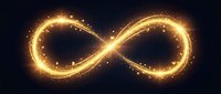 Golden infinity symbol with glowing particles and light trails on dark background for endless possibilities and eternal concepts in digital art projects.