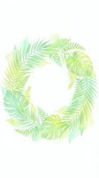 Watercolor tropical foliage wreath with monstera and palm leaves in green and yellow tones, isolated on white background for design projects.