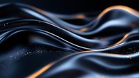 Elegant flowing waves in dark blue and orange colors with glowing sparkles create dynamic abstract background pattern for luxury design projects.