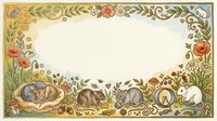 Decorative floral border frame with sleeping cats in ornate vintage style. Empty center space for text or design elements on cream background.