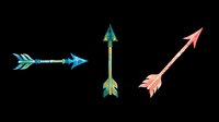 Colorful rocket and arrow icons isolated on transparent background, ready for t-shirt design, clipart, stickers, print-on-demand products and sublimation projects.