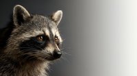 Raccoon portrait with distinctive facial markings and bright eyes against gradient background for wildlife photography and nature designs.