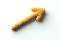 Golden textured arrow pointing upward on white background, isolated object with dramatic shadow casting, suitable for business and financial growth concepts.