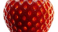 Fresh red strawberry with detailed seeds and natural texture, isolated on white background for food packaging, culinary design, and healthy eating content.