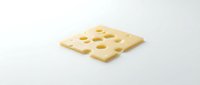 Slice of yellow cheese with holes isolated on white background, ready for food and culinary design projects.