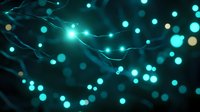 Abstract teal network connections with glowing nodes and flowing lines creating digital technology background for modern business presentations.