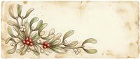 Vintage Christmas mistletoe botanical illustration on aged parchment paper background with red berries and green leaves, holiday greeting card design.