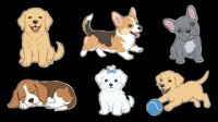 Cute dogs collection isolated on transparent background, ready for t-shirt design, clipart, stickers, print-on-demand products and sublimation projects.