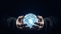 Hands holding glowing digital sphere with light energy, representing technology, innovation, and future concepts for business and science applications.
