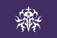 White ornate tribal emblem featuring sword and crown motif on deep purple background, symmetrical design with gothic and medieval elements for gaming or esports.