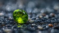 Brilliant green peridot gemstone on dark textured surface with bokeh background, showcasing luxury jewelry material for high-end design.
