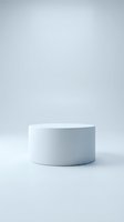 White cylindrical podium platform on clean minimalist background for product display and presentation mockup design.