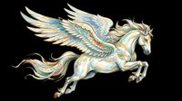 Majestic winged horse Pegasus in flight, ornate pastel tones, isolated on transparent background. Great for t-shirt design, stickers, sublimation, clipart, and print on demand.