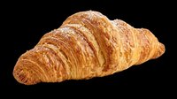 Freshly baked croissant with golden, flaky layers isolated on transparent background. Ready for bakery designs, food packaging, menus, t-shirts, stickers, and print-on-demand products.