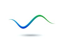 Smooth flowing wave line in blue and green gradient colors on white background for modern design projects and business presentations.