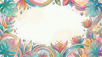 Colorful floral and botanical frame with tropical leaves and flowers in vibrant hues, isolated on white background, ready for design projects, invitations, and decorative layouts.