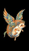 Whimsical fantasy creature with ornate wings isolated on transparent background, ready for t-shirt design, stickers, clipart, print-on-demand products and sublimation projects.