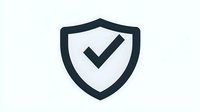 Simple shield icon with checkmark symbol in dark gray on white background, isolated design element for security and protection concepts.