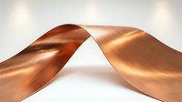 Elegant copper ribbon with metallic finish flowing in smooth curves against neutral background for luxury design projects.