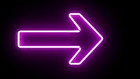 Bright purple neon arrow pointing right glowing against dark background for modern digital design and navigation elements.