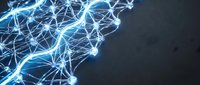 Glowing blue neural network with interconnected nodes on dark background, representing AI, data flow, and digital technology concepts.