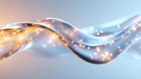 Abstract flowing wave with glowing particles and light effects on soft gradient background for digital technology and futuristic design concepts.