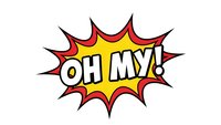 Comic book style explosion bubble with OH MY text in bold letters. Colorful burst design for pop art graphics, social media posts and retro advertising.
