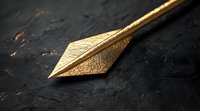 Golden origami paper plane on dark textured background with dramatic lighting and shallow depth of field creates modern minimalist composition.
