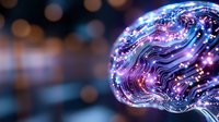 Digital brain with glowing neural networks and circuit patterns representing artificial intelligence, machine learning and futuristic technology concepts.