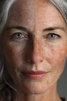 Comparison of aging skin showing contrast between sun-damaged and protected facial areas, highlighting effects of photoaging and skincare differences.