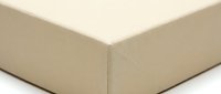 Beige cardboard box corner detail isolated on white background for packaging design and shipping materials.