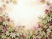 Autumn maple leaves in shades of pink, burgundy, and gold frame a soft, blurred cream background, creating an elegant border design suitable for seasonal marketing materials and fall-themed projects.